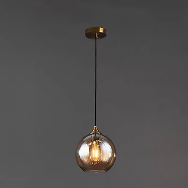 Lámpara colgante de 1 luz con pantalla esférica de vidrio de simplicidad moderna para dormitorio 