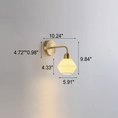 Modern Minimalist Striped Ceramic Round Jar Copper 1-Light Wall Sconce Lamp