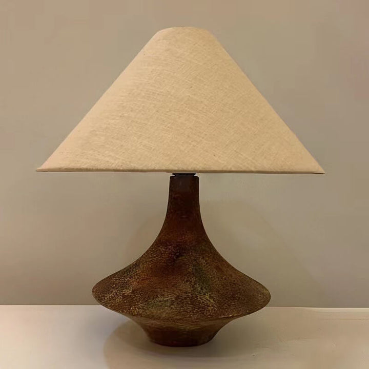 Lampe de table 1 lumière en céramique avec base en cône vintage Wabi-Sabi 