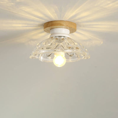 Nordic Vintage Glass Petals 1-Light Semi- Flush Mount Ceiling Light