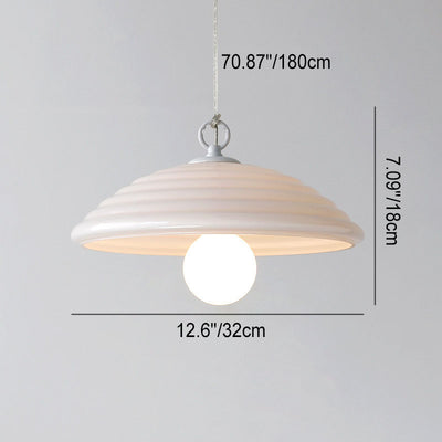 Nordic Vintage Striped Glass Round Dome 1-Light Pendant Light