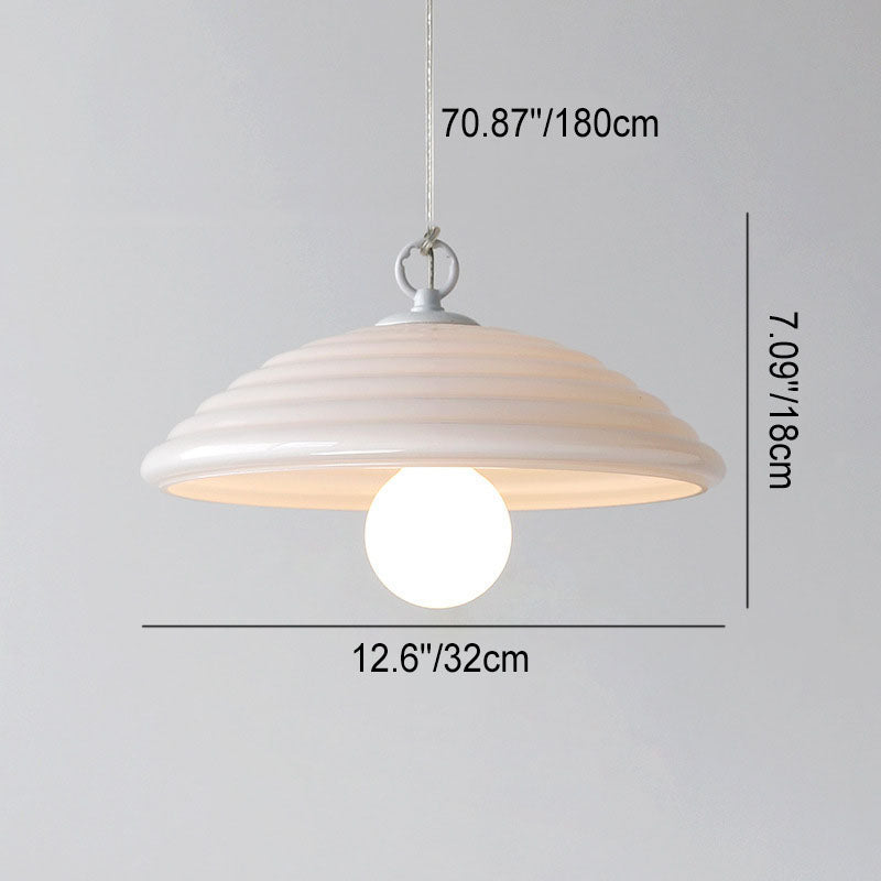 Nordic Vintage Striped Glass Round Dome 1-Light Pendant Light