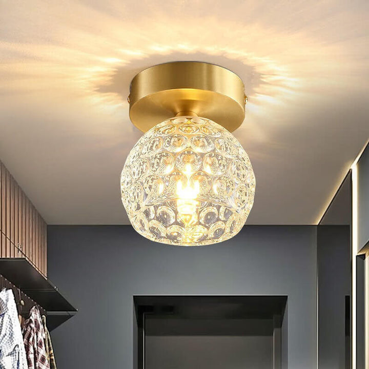 Moderne minimalistische Ananas Vollkupfer Kristallglas 1-Licht Semi-Flush Mount Deckenleuchte 