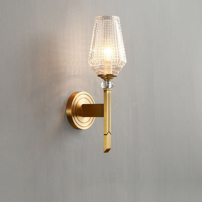 Nordic Light Luxury All Brass Glass 1/2-Light Wall Sconce Lamp