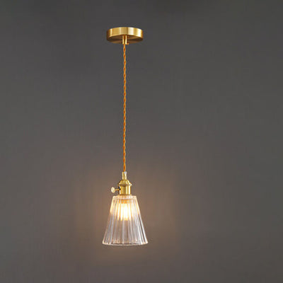 Modern Luxury Glass Bell Shade Brass 1-Light Pendant Light