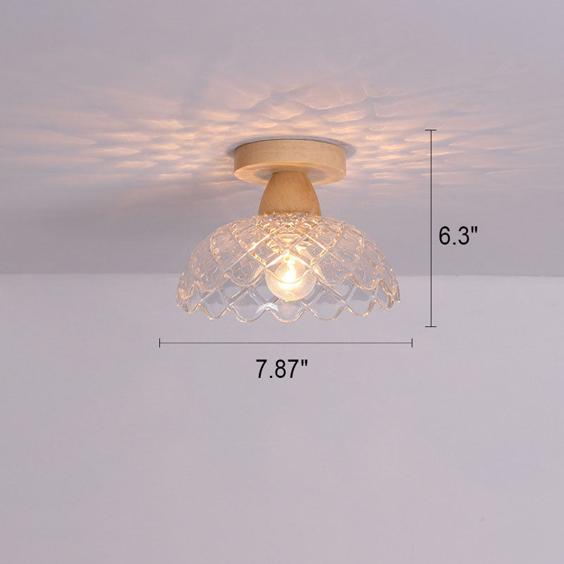 Japanese Minimalist Log Glass 1-Light Semi-Flush Mount Light