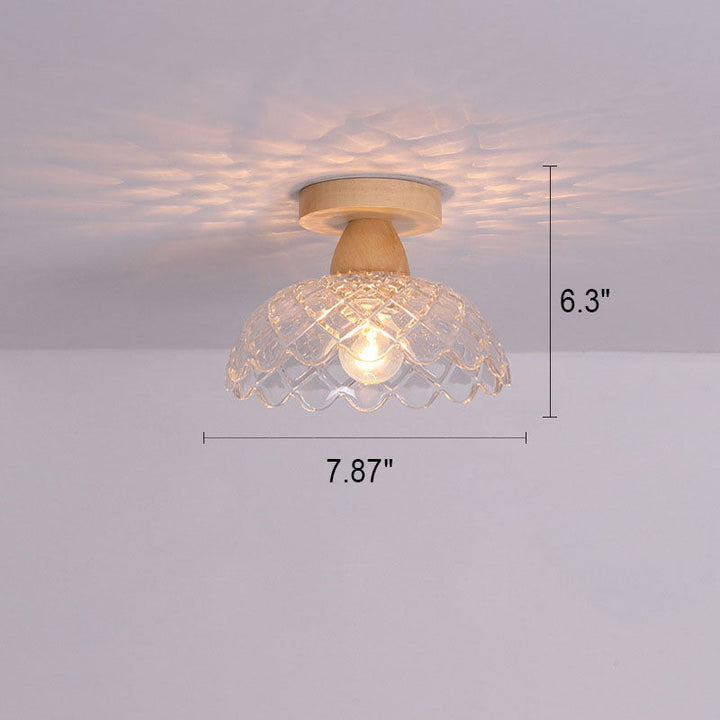 Japanese Minimalist Log Glass 1-Light Semi-Flush Mount Light