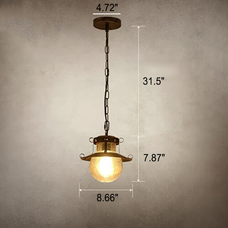 Vintage Industrial Aged Iron Lantern Cage 1-Light Pendant Light