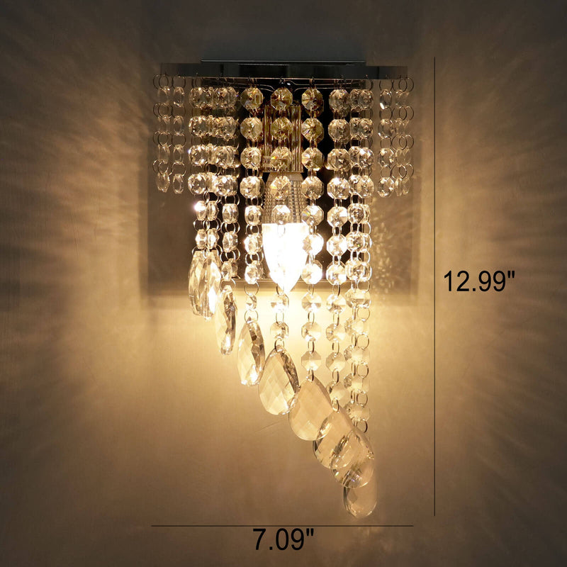 Nordic Luxury Chrome Crystal Curtain Design 1-Light Wall Sconce Lamp