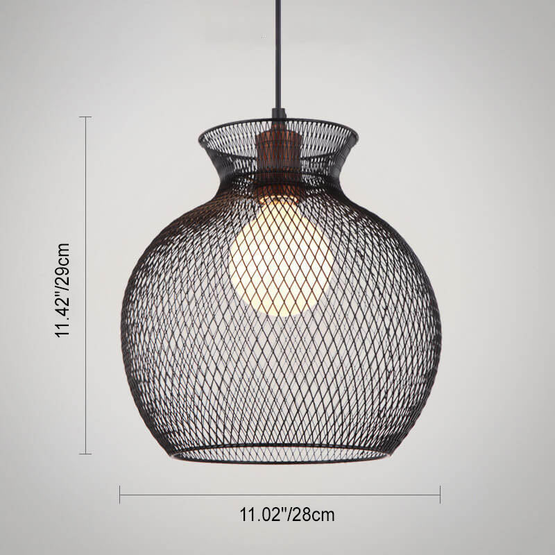 Industrial Creative Cylindrical Iron Mesh 1-Light Pendant Light