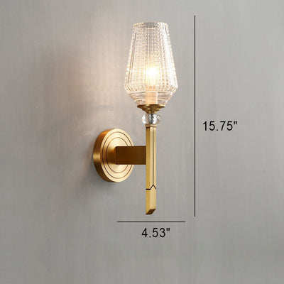 Nordic Light Luxury All Brass Glass 1/2-Light Wall Sconce Lamp