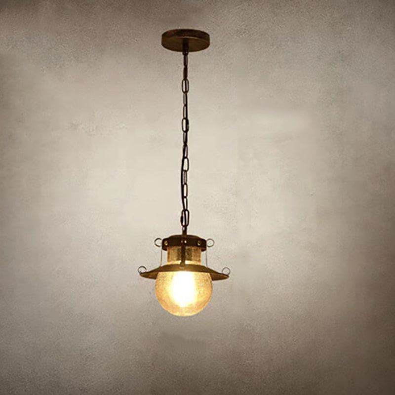 Vintage Industrial Aged Iron Lantern Cage 1-Light Pendant Light