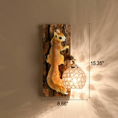 Creative Squirrel Nut Resin 1-Light Wall Sconce Lamp