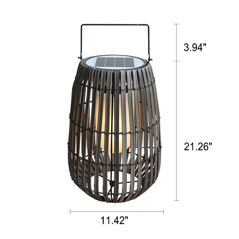 Lumière de paysage de pelouse LED solaire étanche portable en osier rustique moderne 