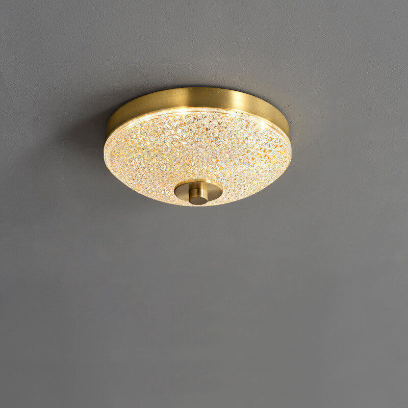 Simple Square Round Acrylic Brass LED Flush Mount Ceiling Light