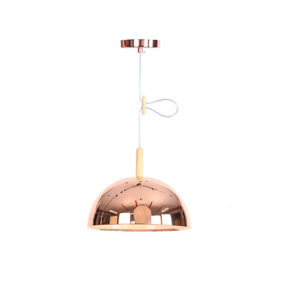Nordic Simple Iron Dome Wood 1-Light Pendelleuchte