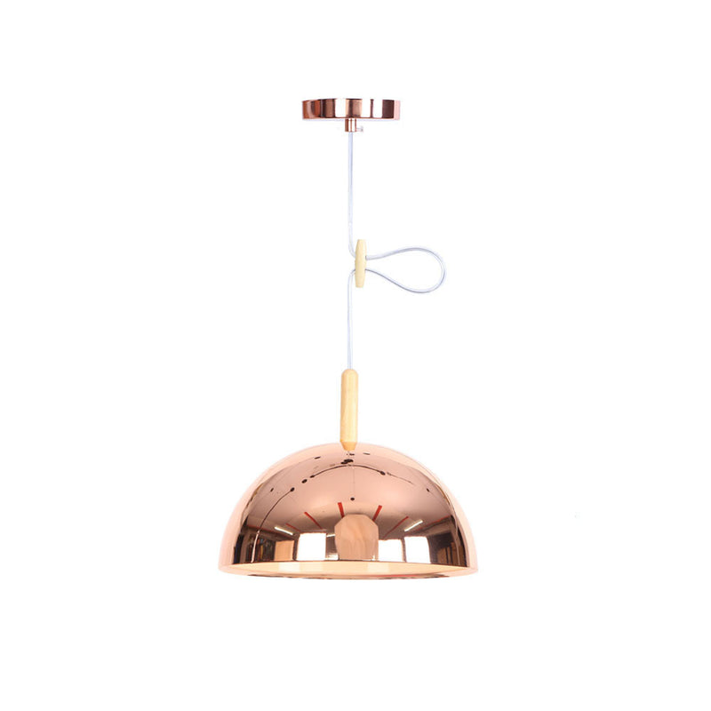 Nordic Simple Iron Dome Wood 1-Light Pendelleuchte