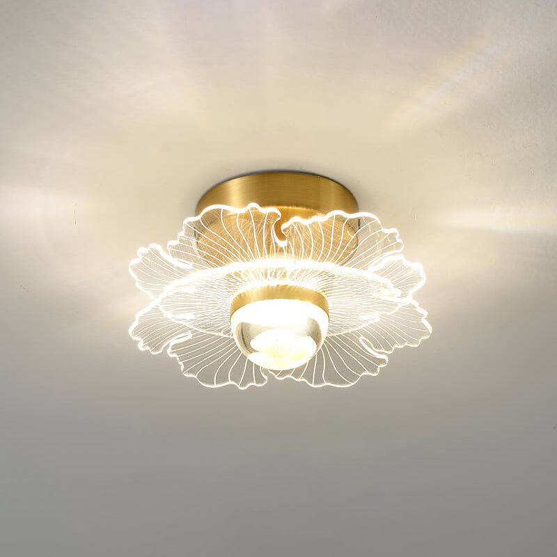 Creative Gold Double Layer Overlap Design LED Semi-Flush Mount Light