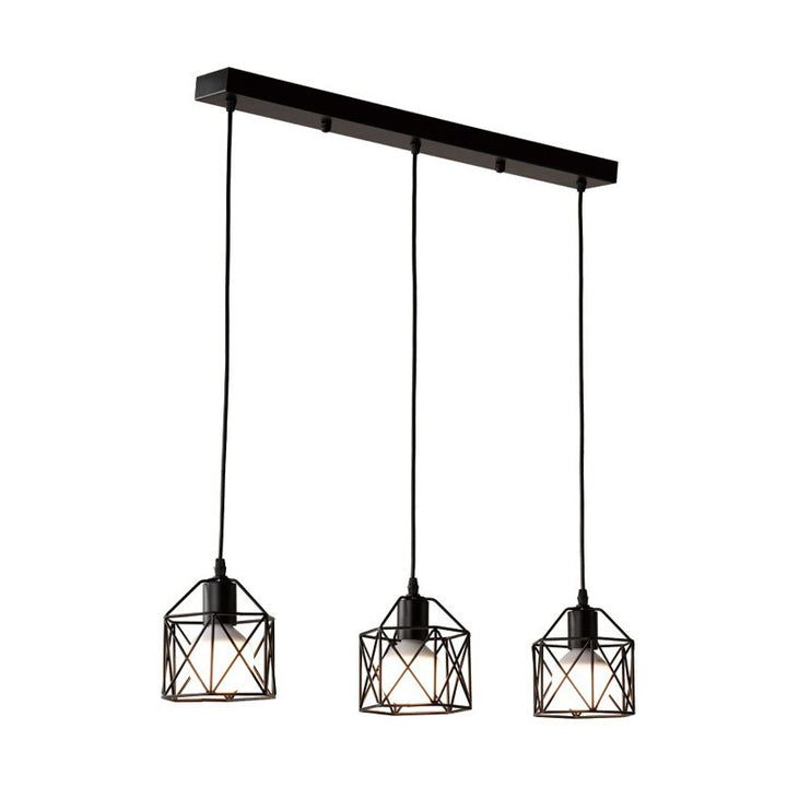Suspension industrielle en forme de cage géométrique simple en fer avec 1/3 lumière 