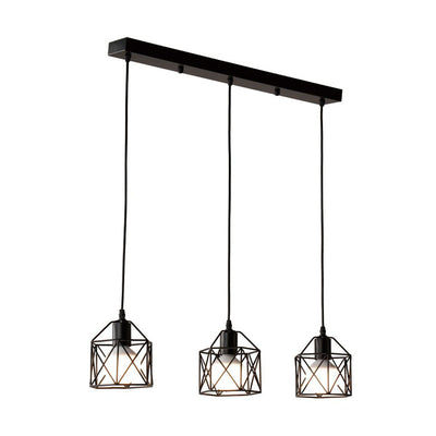 Industrielle einfache Geometrie Käfig Eisen 1/3 Licht Insel Licht Kronleuchter 