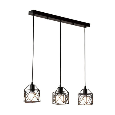 Industrial Simple Geometry Cage Iron 1/3 Light Island Light Chandelier
