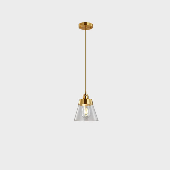 Simple Light Luxury Copper Glass Bell Shade 1-Licht-Pendelleuchte 