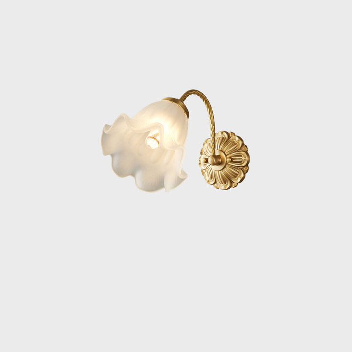 Lámpara de Aplique de Pared de 1 Luz de Flor de Vidrio Completo de Latón Nórdico 