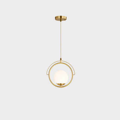 Nordic Minimalist Copper Glass Ring 1-Light Pendant Light