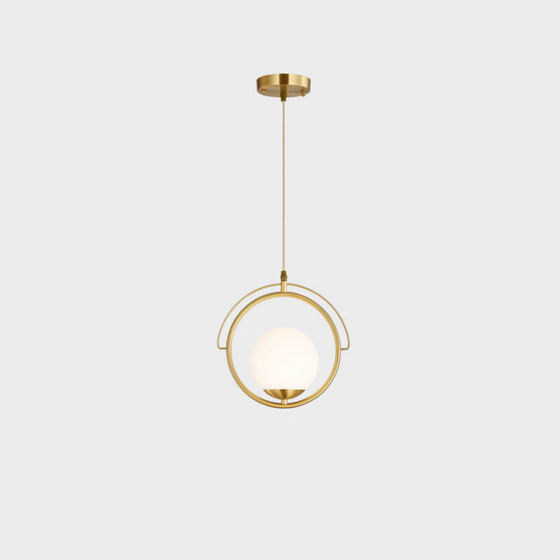 Nordic Minimalist Copper Glass Ring 1-Light Pendant Light