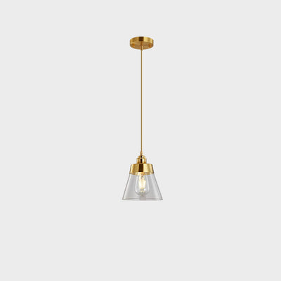 Simple Light Luxury Copper Glass Bell Shade 1-Licht-Pendelleuchte 
