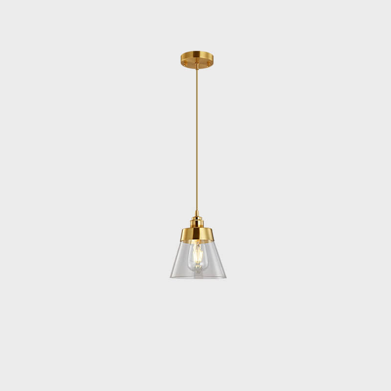 Simple Light Luxury Copper Glass Bell Shade 1-Licht-Pendelleuchte 