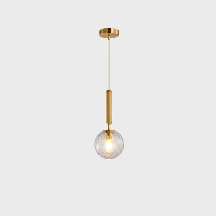 Moderne luxuriöse Pendelleuchte aus Eisen und strukturiertem Glas mit Wasserwellenmuster, 1-flammig, für das Wohnzimmer 