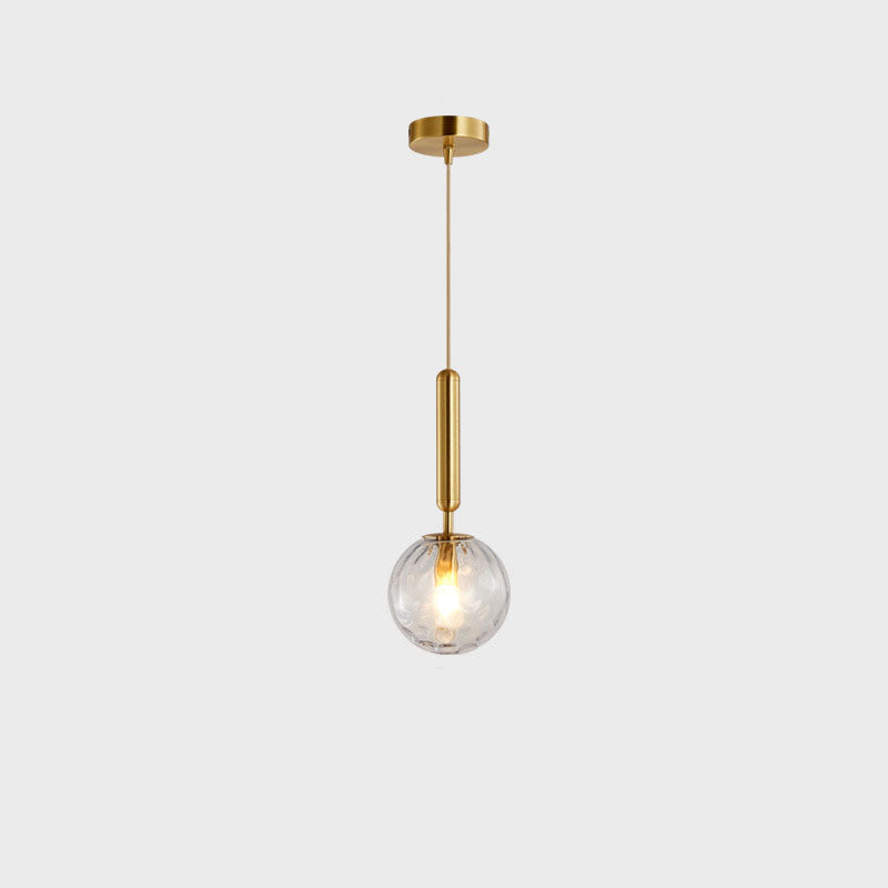 Nordisches Licht Luxus Wasser gemustertes Glas Kupfer 1-Licht Pendelleuchte 