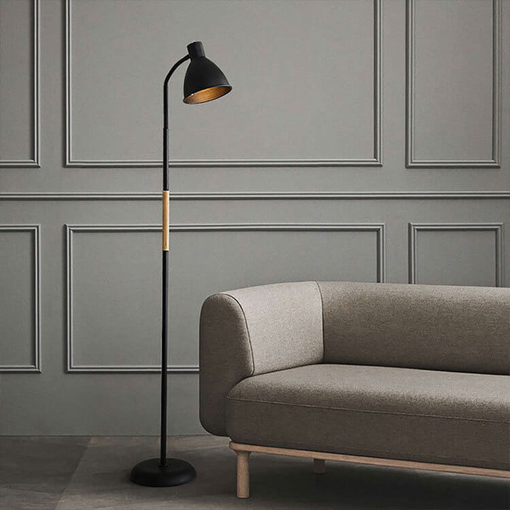 Moderne minimalistische Stehlampe mit langem Gestänge und konischem Eisenschirm, 1-flammig, für Wohnzimmer und Schlafzimmer 