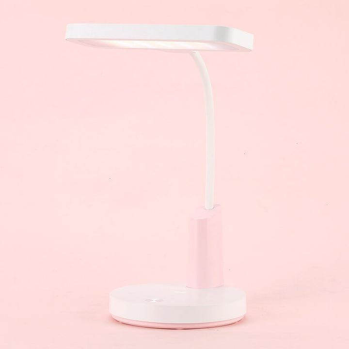 Modern Minimalist Plastic Long Shade Round Base Touch Charging LED Desk Lamp for Bedroom