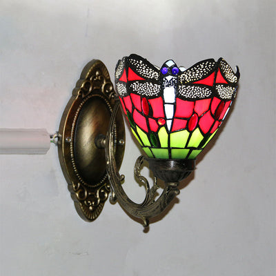 European Style Tiffany Baroque Stained Glass Bowl 1-Light Wall Sconce Lamp