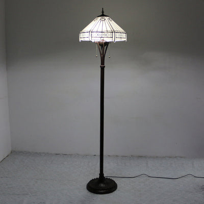 European Tiffany Stained Glass Rustic 2-Light Standing Floor Lamp