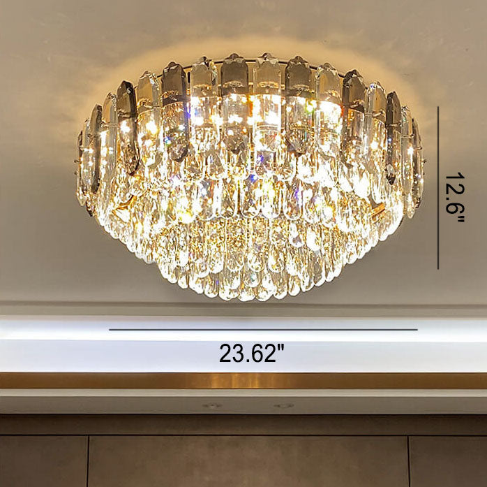 Modern Luxury Crystal Column Dome LED Flush Mount Ceiling Light
