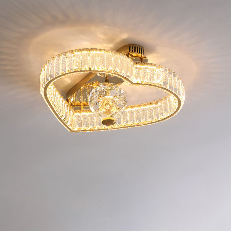 Modern Luxury Crystal Heart Symbol LED Semi-Flush Mount Ceiling Light