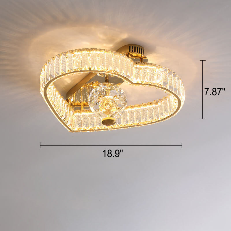 Modern Luxury Crystal Heart Symbol LED Semi-Flush Mount Ceiling Light