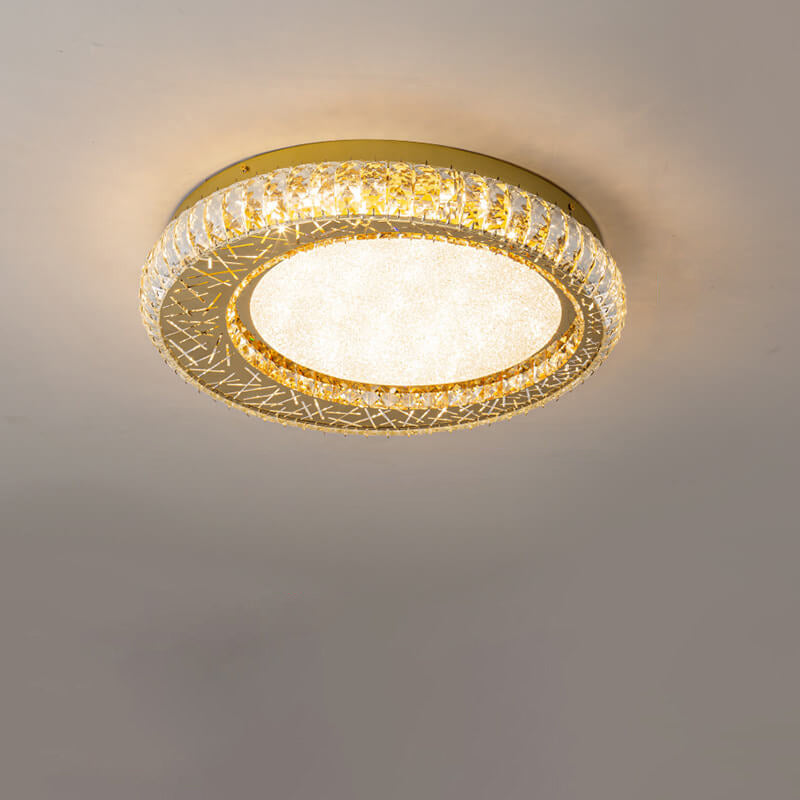 Modern Luxury Crystal Bird Nest Round LED Flush Mount Ceiling Light