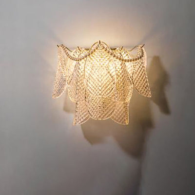 French Luxury Glass Brass 3-Light Wall Sconce Lamp