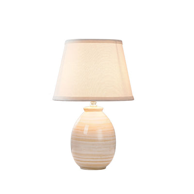 European Minimalist Oval Pot Ceramic Fabric 1-Light Table Lamp