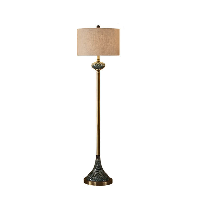 Europäischer Leichtluxus mit Keramikhardware und Stoff, 1-flammige Stehlampe 