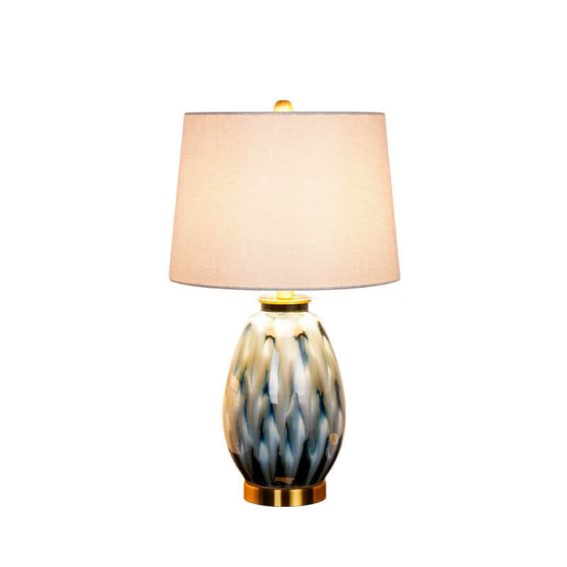 Modern Luxury Fabric Water Pattern Ceramic Base 1-Light Table Lamp