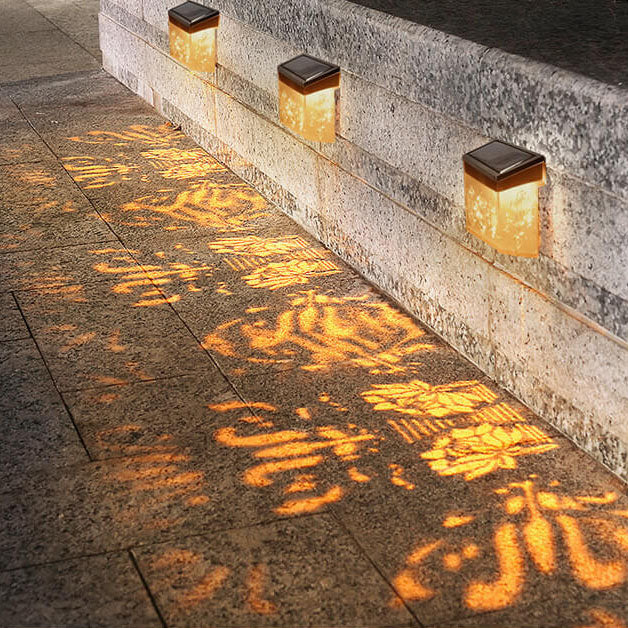 Modern Creative Hollow Plastic Waterproof Solar LED Outdoor Wall Light