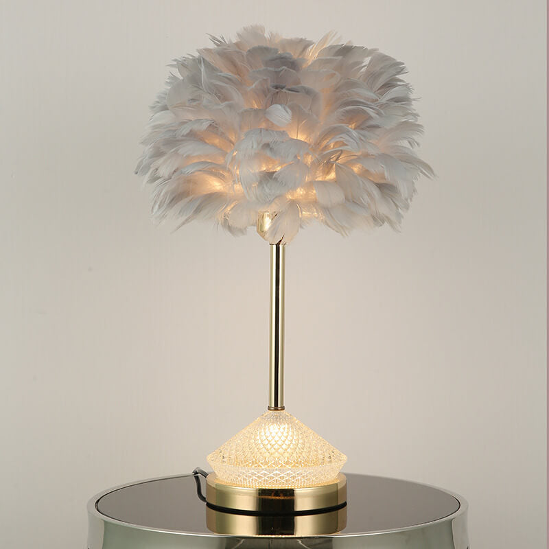 Modern Simple Feather Shade Diamond Acrylic Decorative 1-Light Table Lamp