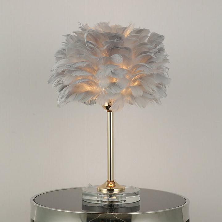 Lámpara de Mesa de 1 Luz con Base de Cristal de Pluma Moderna 