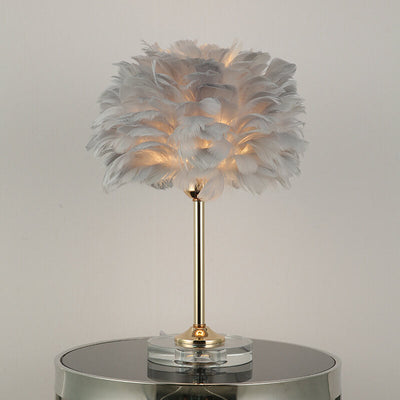 Modern Feather Crystal Base 1-Light Table Lamp