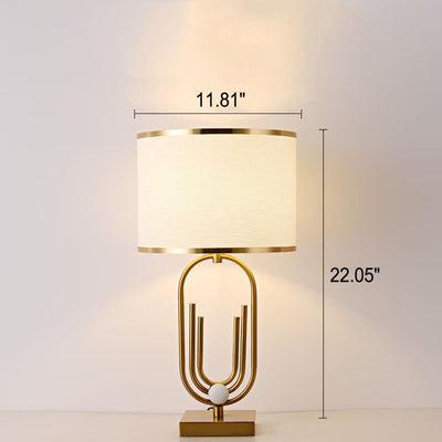 Lampe de table moderne minimaliste en tissu imitation cuivre à 1 lumière 